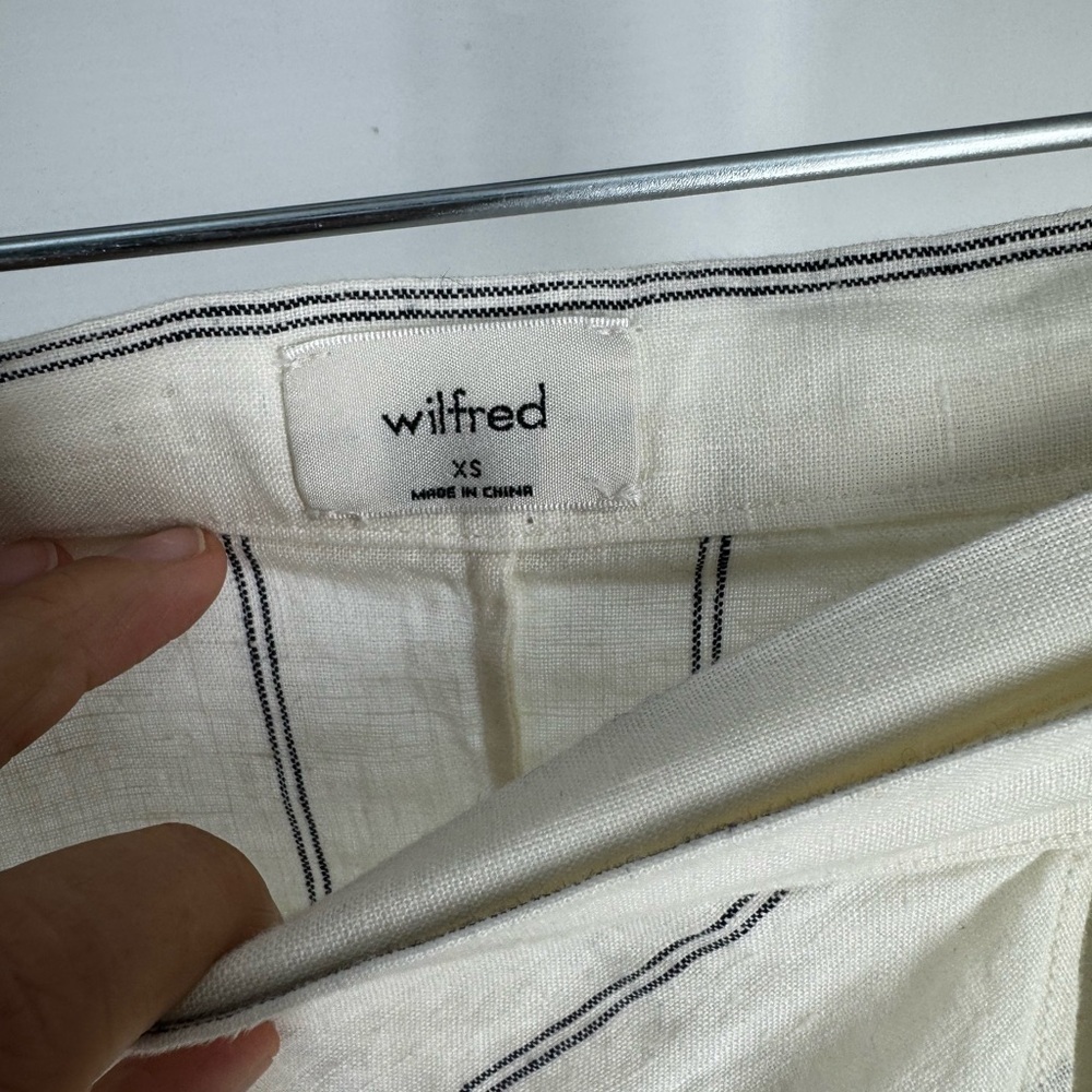 Aritzia Wilfred Eleta Skirt, color: white striped linen Size: Xs - Picture 10 of 11